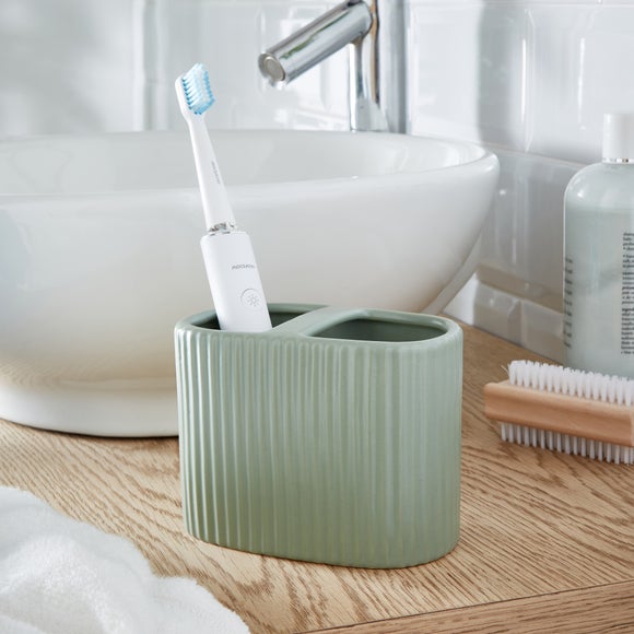 Ceramic Ribbed Electric Toothbrush Holder - image 1