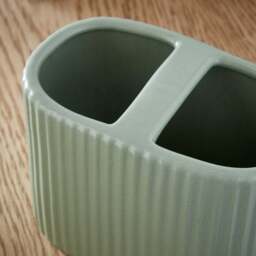 Ceramic Ribbed Electric Toothbrush Holder - thumbnail 2