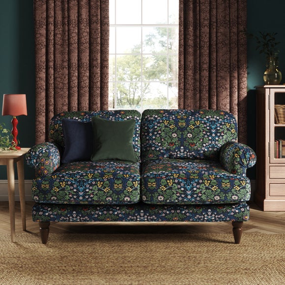 Jolene William Morris Blackthorn Print Velvet 2 Seater Sofa - image 1