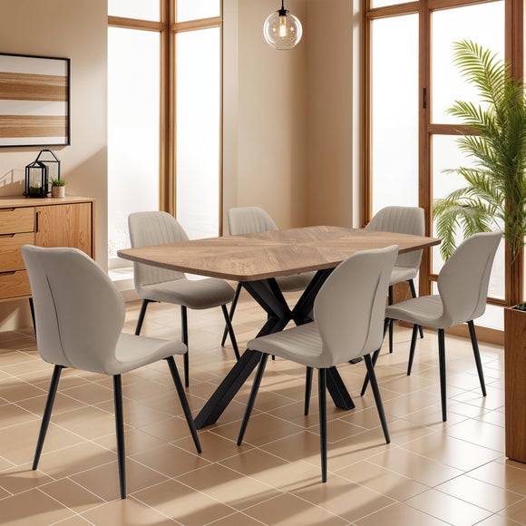 Hampton Rectangular 6 Seater Dining Table, Brown - image 1