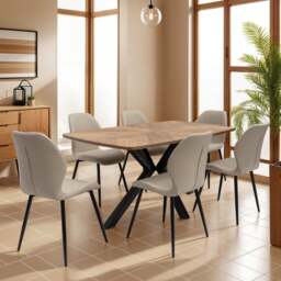 Hampton Rectangular 6 Seater Dining Table, Brown
