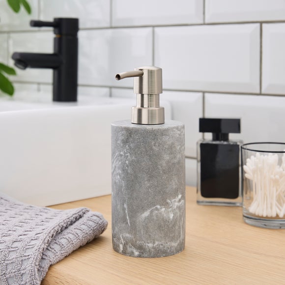 Grey Marble Effect Resin Soap Dispenser - image 1