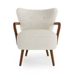 Eliza Ivory Borg Wooden Arm Cocktail Chair - thumbnail 6