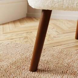 Eliza Ivory Borg Wooden Arm Cocktail Chair - thumbnail 4
