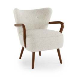 Eliza Ivory Borg Wooden Arm Cocktail Chair - thumbnail 5