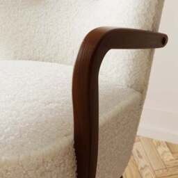 Eliza Ivory Borg Wooden Arm Cocktail Chair - thumbnail 3
