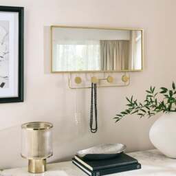 Decorative Rectangle Wall Mirror With Hooks - thumbnail 1