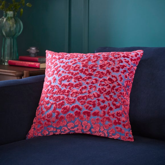 Velvet Leopard Print Square Cushion - image 1