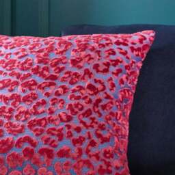 Velvet Leopard Print Square Cushion - thumbnail 2