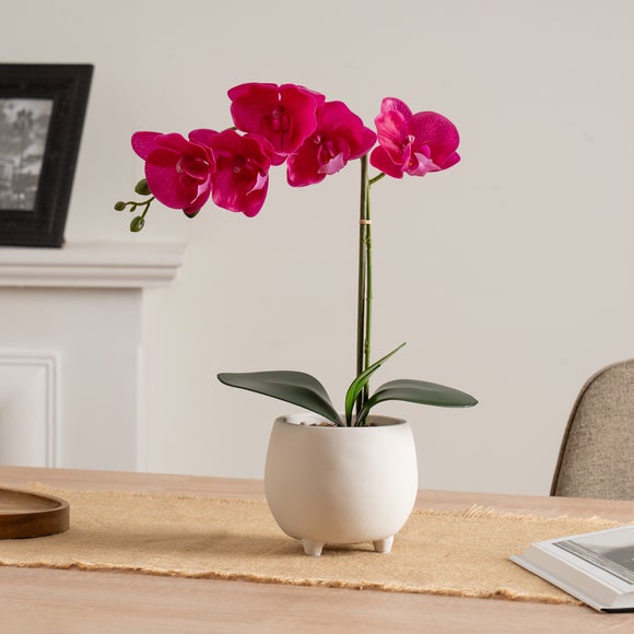 Artificial Pink Orchid in Cement Pot - image 1