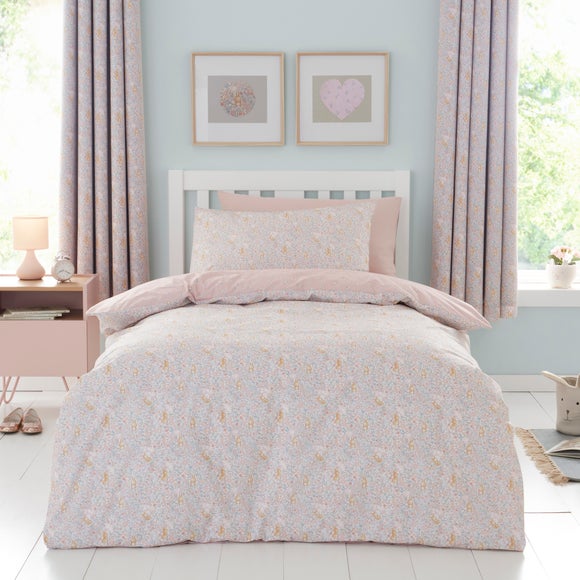 Ditsy Bunny Pink 100% Cotton Duvet Cover and Pillowcase Set - image 1