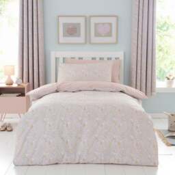 Ditsy Bunny Pink 100% Cotton Duvet Cover and Pillowcase Set - thumbnail 1