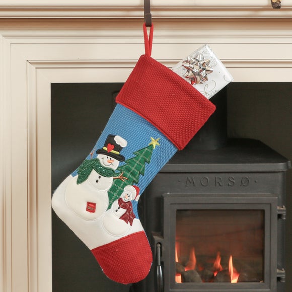Textured Snowmen Christmas Stocking