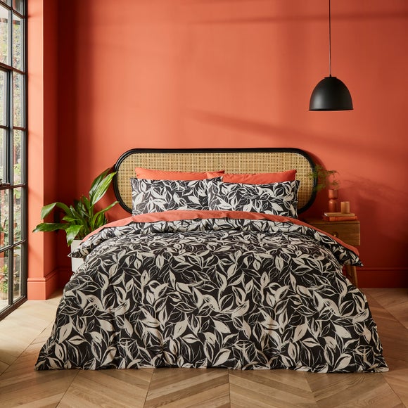 Sketched Leaf 144 Thread Count 100% Cotton Reversible Duvet Cover & Pillowcase Set - image 1