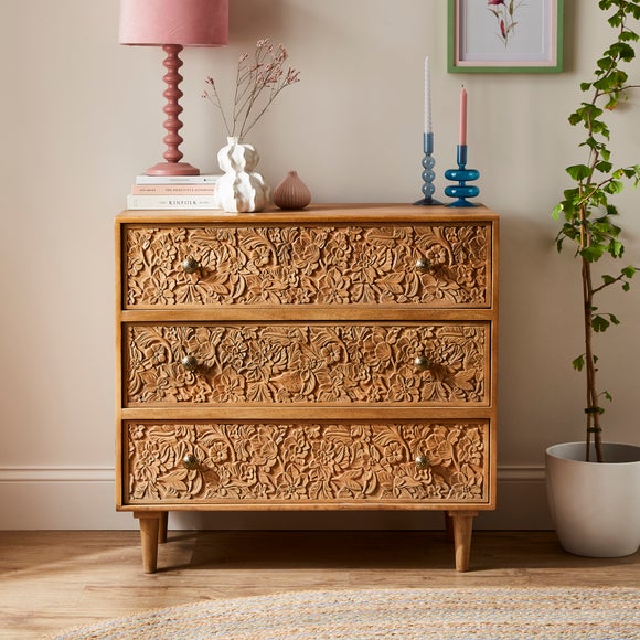 Jules Hand Carved 3 Drawer Chest - image 1