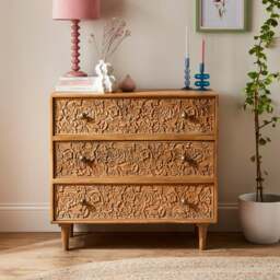 Jules Hand Carved 3 Drawer Chest - thumbnail 1