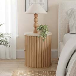 Lucin Travertine Effect Bedside Table