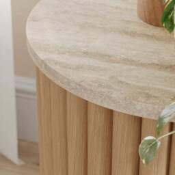 Lucin Travertine Effect Bedside Table - thumbnail 3