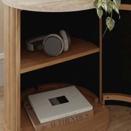Lucin Travertine Effect Bedside Table - thumbnail 4