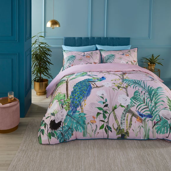 Soiree Peacock Jungle 200 Thread Count 100% Cotton Duvet Cover & Pillowcase Set - image 1