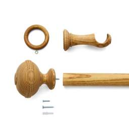 Oval Ribbed Wood Curtain Pole - thumbnail 4