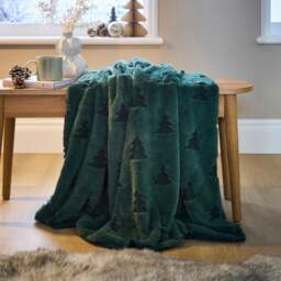 Christmas Tree Faux Fur Green Throw Blanket - thumbnail 1