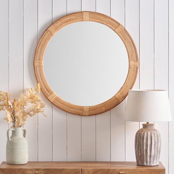 Natural Bent Bamboo Frame Round Wall Mirror - image 1