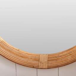 Natural Bent Bamboo Frame Round Wall Mirror - thumbnail 3