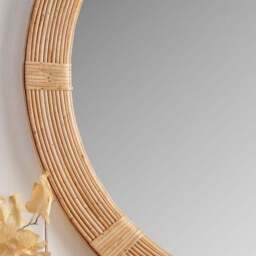 Natural Bent Bamboo Frame Round Wall Mirror - thumbnail 2