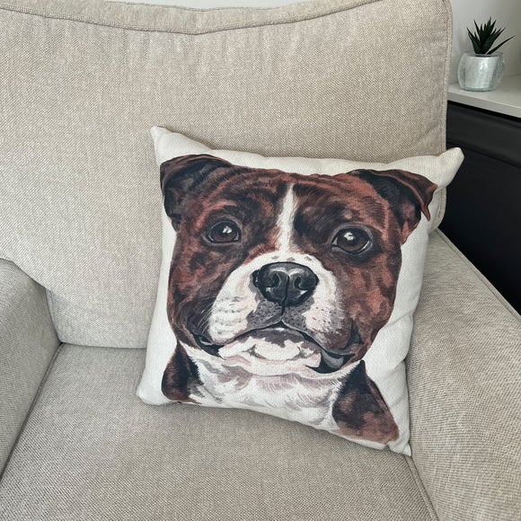 Christine Varley Staffordshire Bull Terrier Square Cushion - image 1