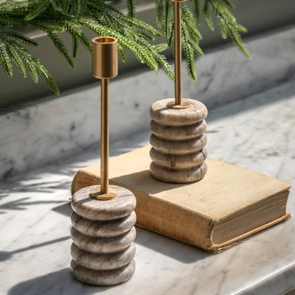 Cedar & Sage Set of 2 Novi Marble Candlestick Holders - image 1