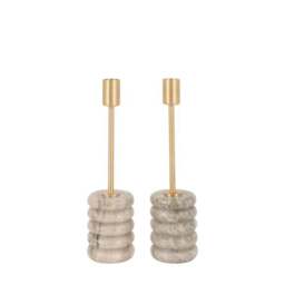 Cedar & Sage Set of 2 Novi Marble Candlestick Holders - thumbnail 5