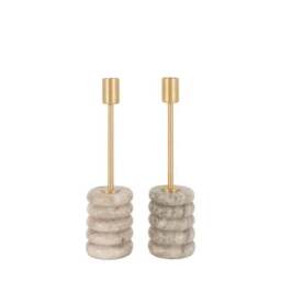Cedar & Sage Set of 2 Novi Marble Candlestick Holders - thumbnail 4