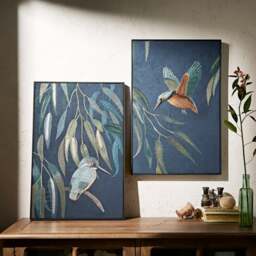 Set of 2 Kingfisher Framed Canvases - thumbnail 1
