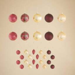 Pack of 30 Shatterproof Heritage Burgundy & Gold Baubles - thumbnail 3