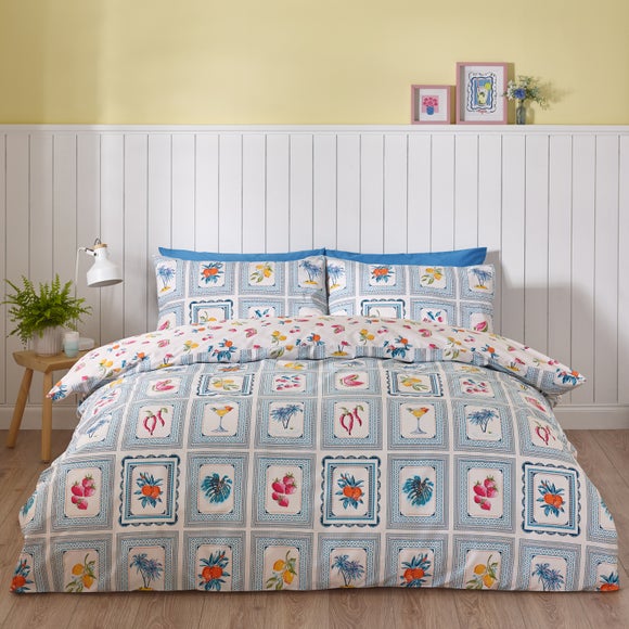 Catherine Lansfield Riviera Tiles Reversible Duvet Cover & Pillowcase Set - image 1