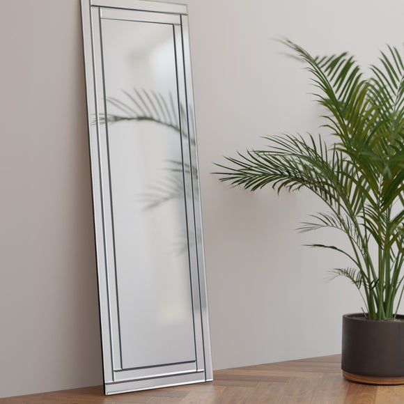 Deco Frameless Bevelled Full Length Leaner Mirror - image 1