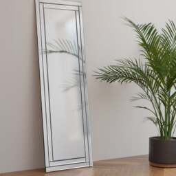 Deco Frameless Bevelled Full Length Leaner Mirror - thumbnail 1