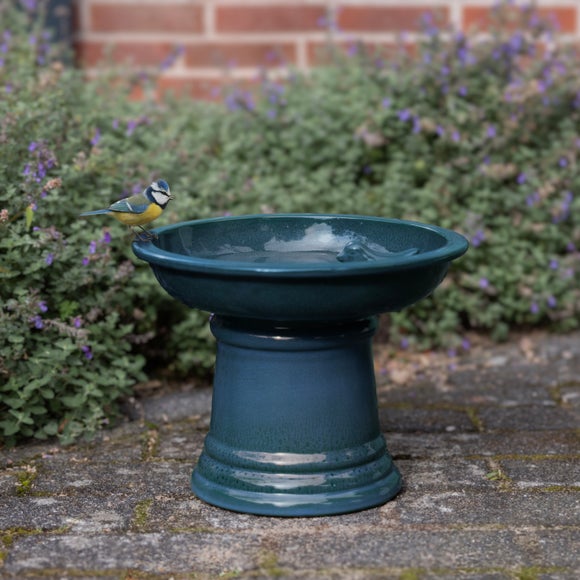 Fallen Fruits Small Terracotta Birdbath on Pedestal - image 1