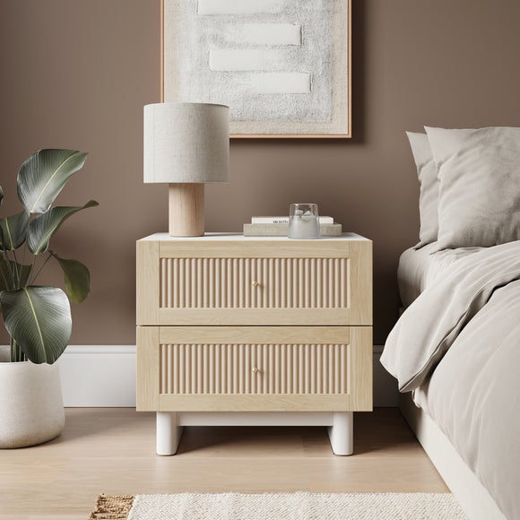 Maeva 2 Drawer Wide Bedside Table, Light Oak Effect - image 1