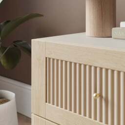 Maeva 2 Drawer Wide Bedside Table, Light Oak Effect - thumbnail 4