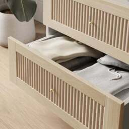 Maeva 2 Drawer Wide Bedside Table, Light Oak Effect - thumbnail 3