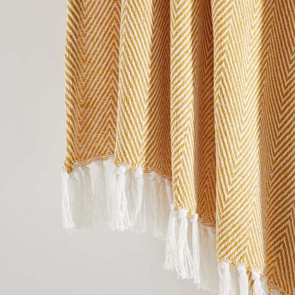 Jenson Herringbone Throw Blanket 200cm x 200cm by Dunelm