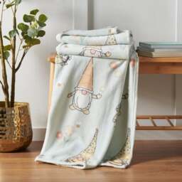Catherine Lansfield Spring Gnome Mint Green Fleece Throw Blanket 130cm x 170cm - thumbnail 1