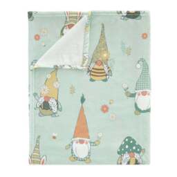 Catherine Lansfield Spring Gnome Mint Green Fleece Throw Blanket 130cm x 170cm - thumbnail 5