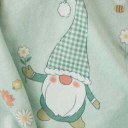 Catherine Lansfield Spring Gnome Mint Green Fleece Throw Blanket 130cm x 170cm - thumbnail 4