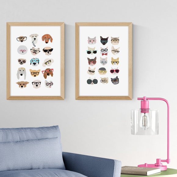 East End Prints Set of 2 Cats and Dogs in Glasses Prints - image 1