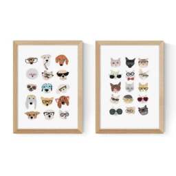 East End Prints Set of 2 Cats and Dogs in Glasses Prints - thumbnail 2