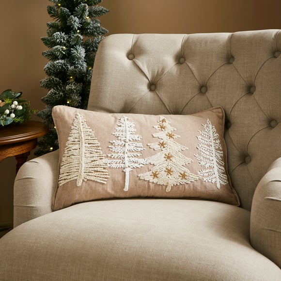 Beaded Christmas Trees Rectangular Cushion by Dunelm