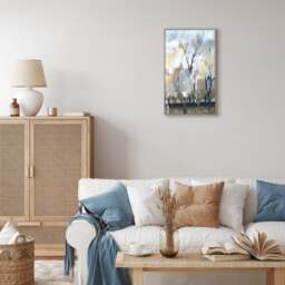 Silver Birch Blues by A Lera Framed Canvas - thumbnail 1